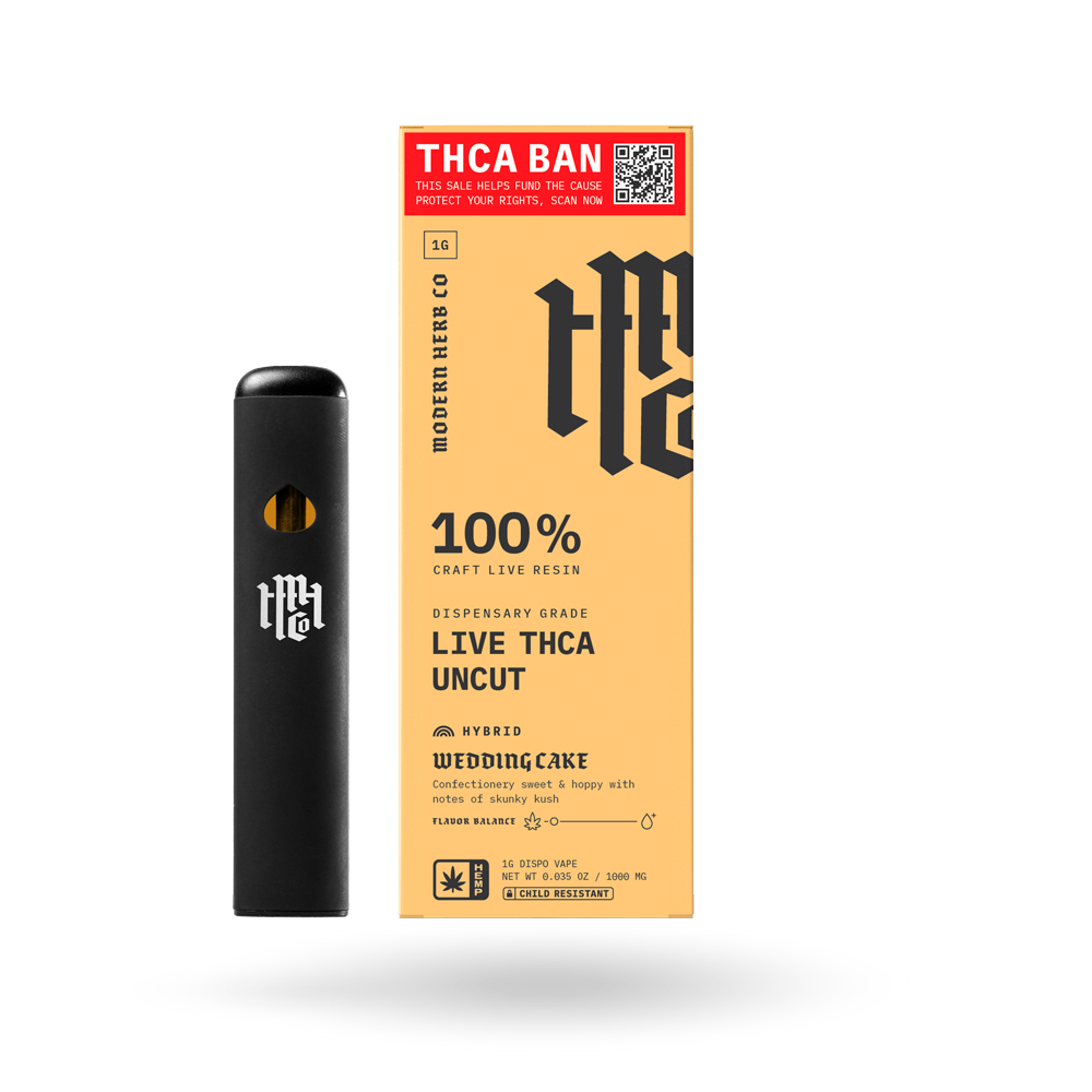THCa Live Resin Disposable Uncut: Wedding Cake (Hybrid) - 1g