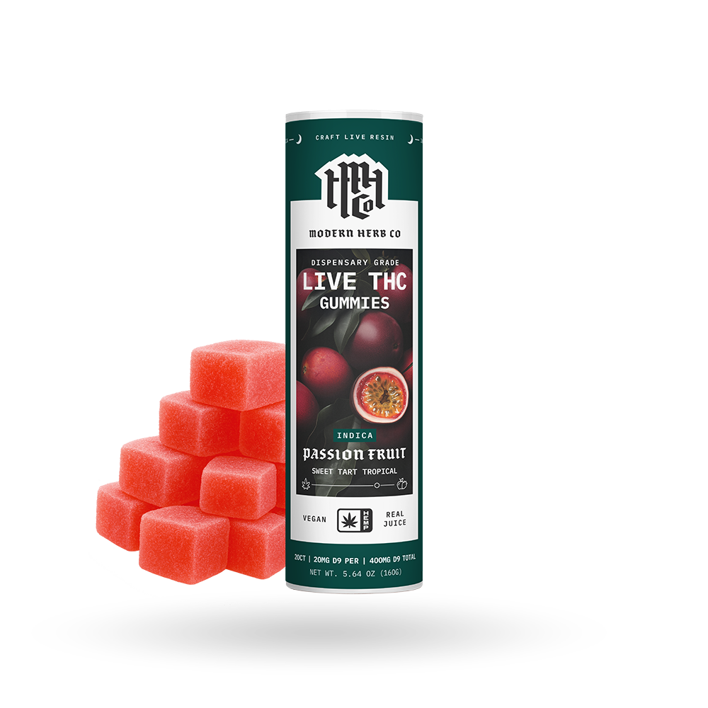 The Hemp Collect Live D9 THC Gummies: Passion Fruit (Indica), 20ct