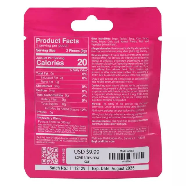 Love Bites Female Sensual Enhancement Gummies - 2 Count