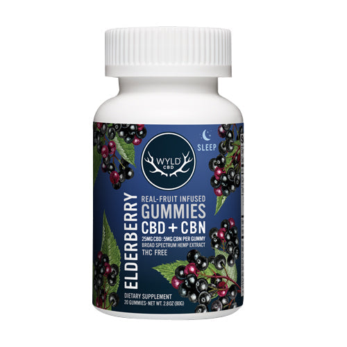Wyld CBD Real-Fruit Infused CBD Elderberry Sleep Gummies 500mg - 20 Count Best Sales Price - Gummies