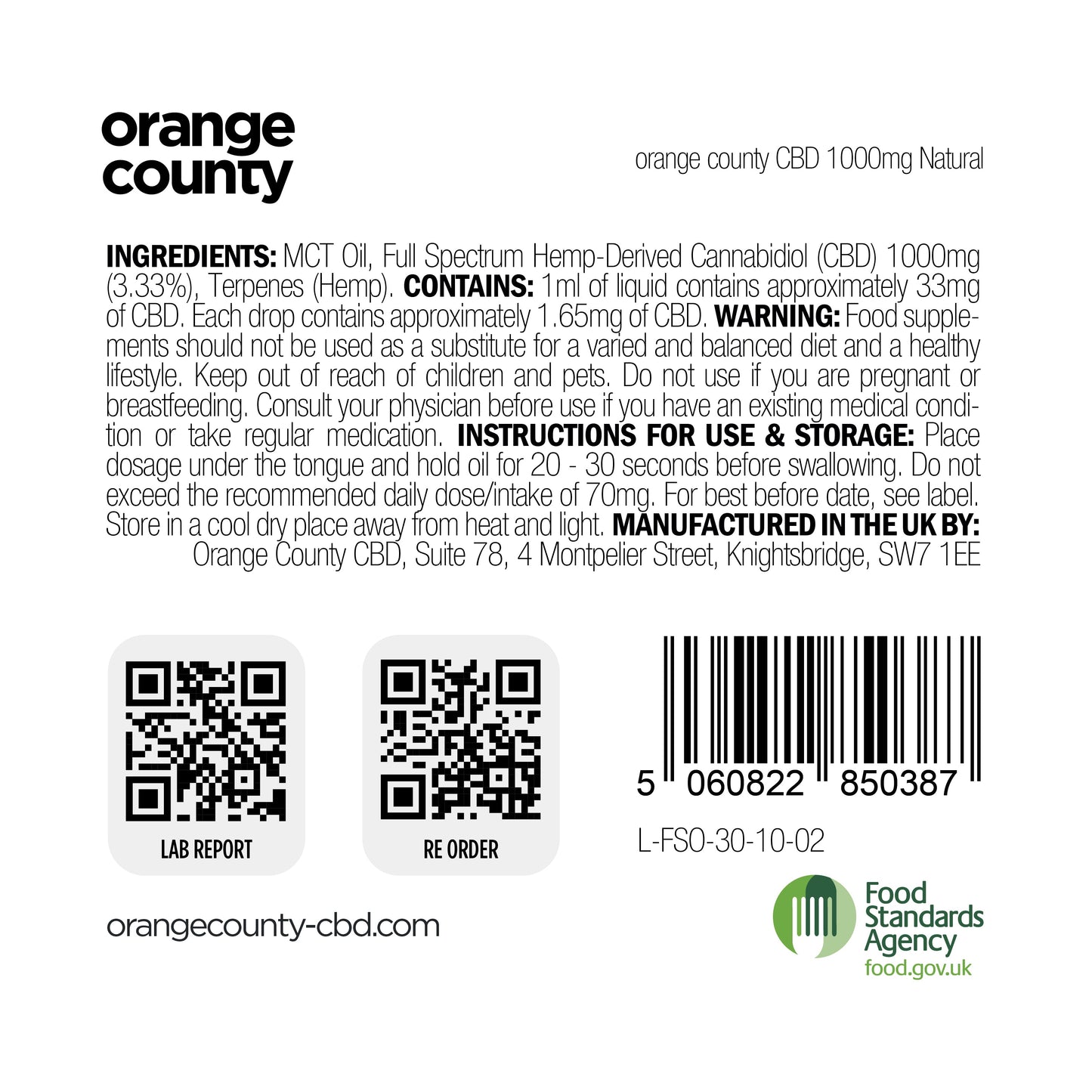 1000mg CBD Oil (30ml) Orange County CBD