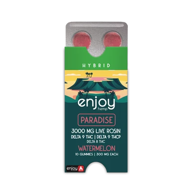Enjoy Hemp 3000 mg THCP Gummies - Hybrid-Infused Watermelon for Paradise - 300 mg per pc | 10 Gummies