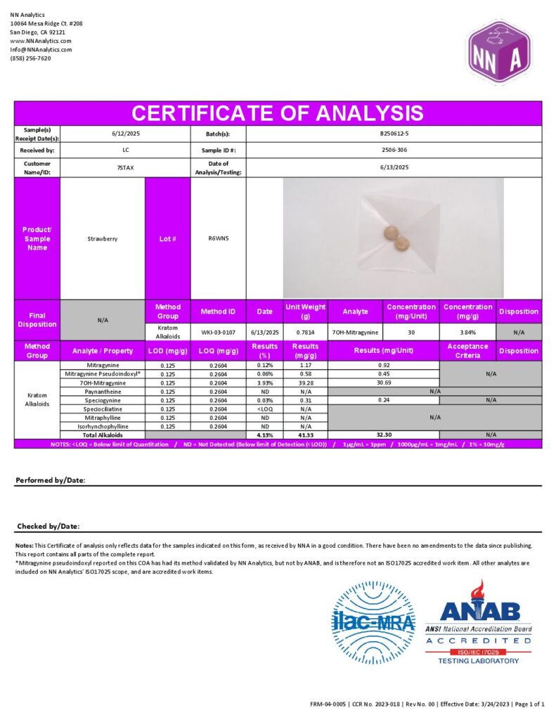 7Stax Premium 7-OH Kratom Alkaloid Tablets (450mg – 15 Count)