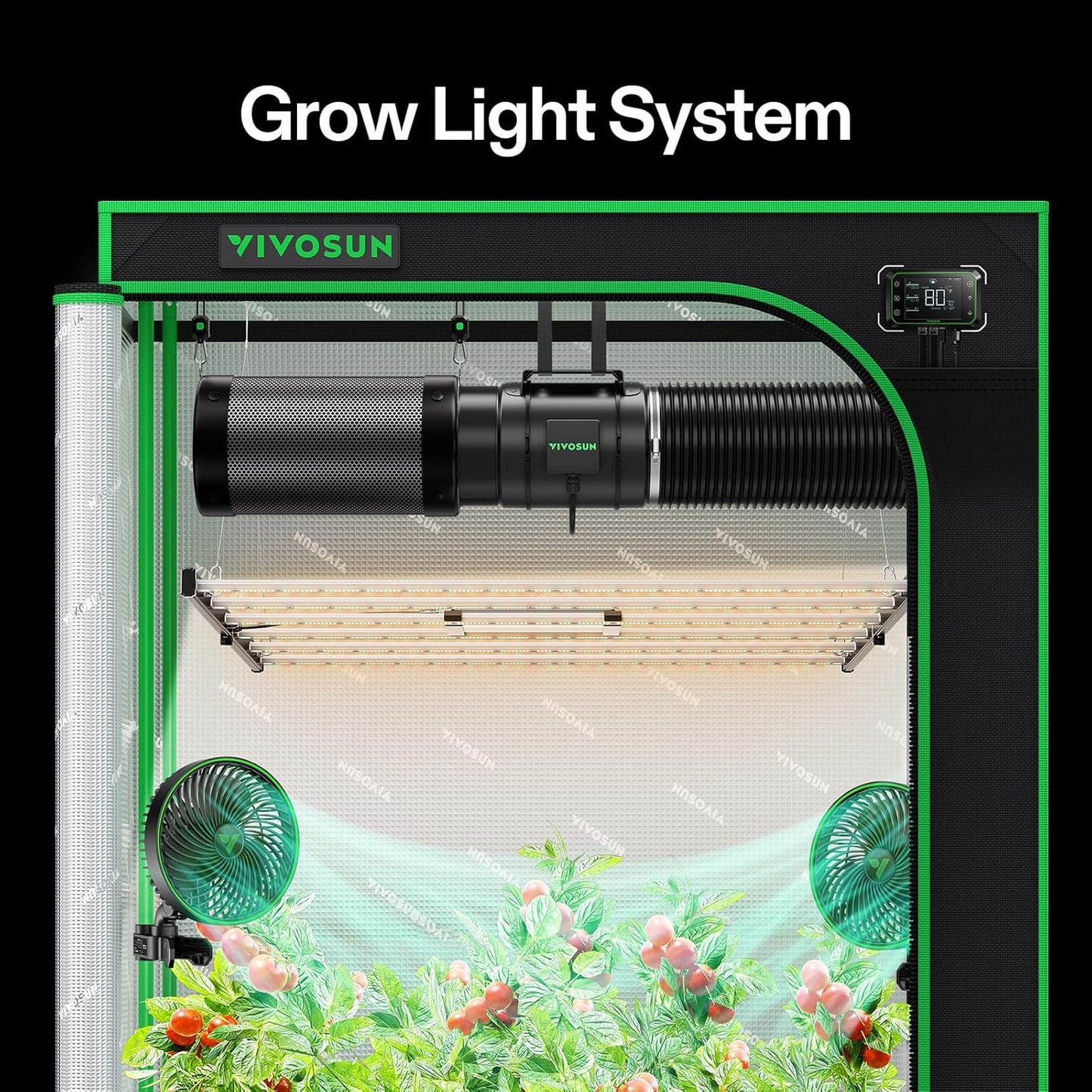 VIVOSUN GIY Smart Grow Tent System 5x5, WiFi-Integrated Grow Tent Kit, with Automate Ventilation and Circulation, Full-Spectrum LED Grow Light, and GrowHub E42A Controller
