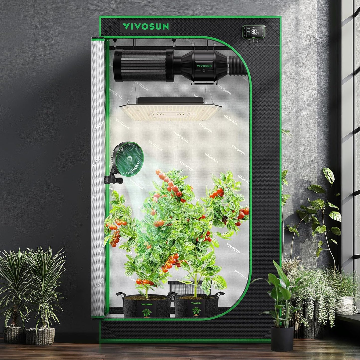 VIVOSUN S326 36"x20"x63" Grow Tent, High Reflective Mylar with Observation Window and Floor Tray for Hydroponics Indoor Plant for VS1000/VS2000