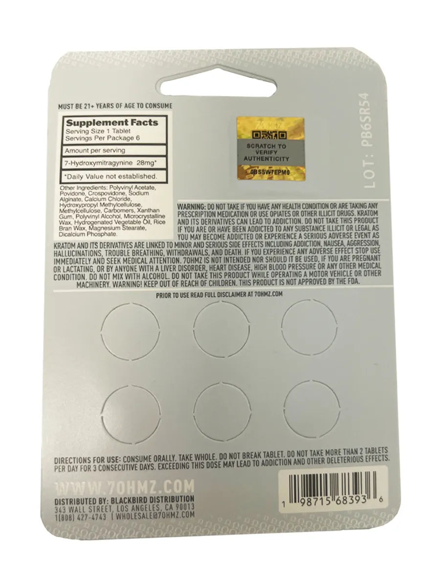 7OHMZ 7-Hydroxymitragynine Tablets 28mg Sustained Formula 6ct