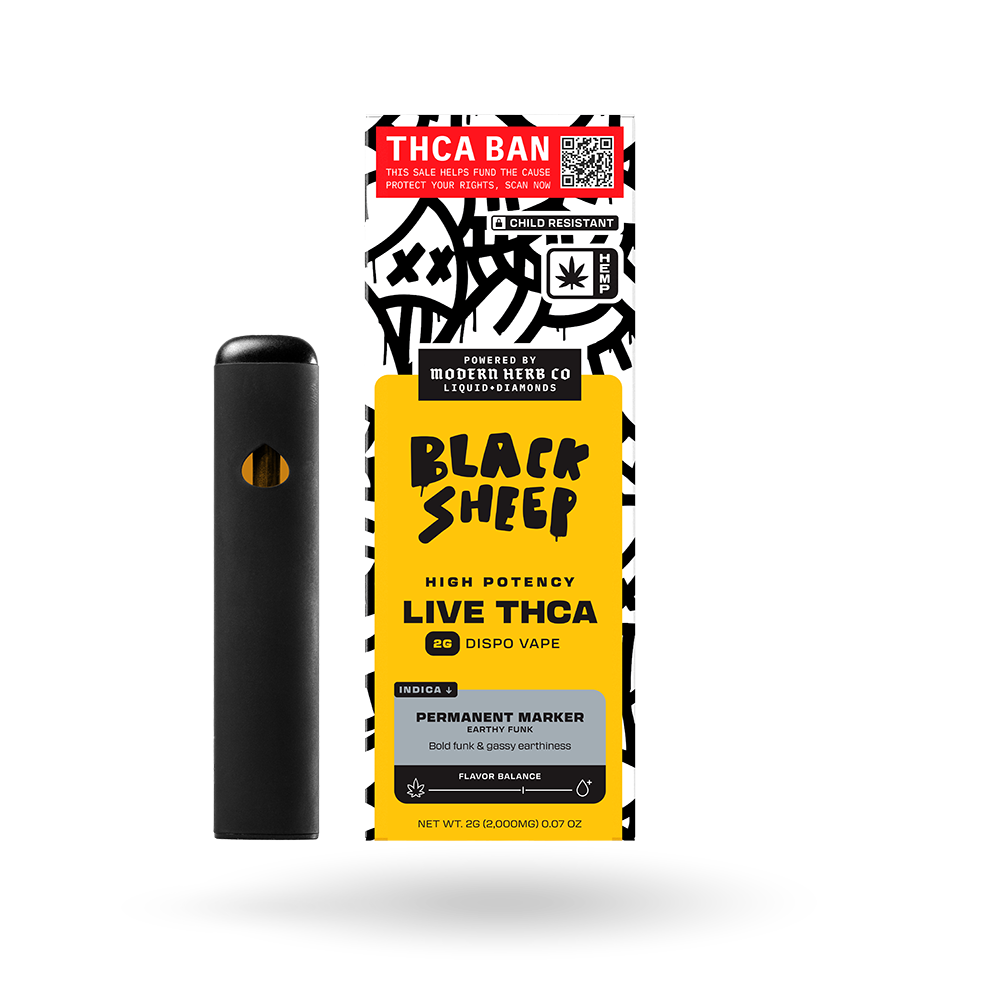 The Hemp Collect Liquid Diamonds Disposable: Permanent Marker (Indica) 2g