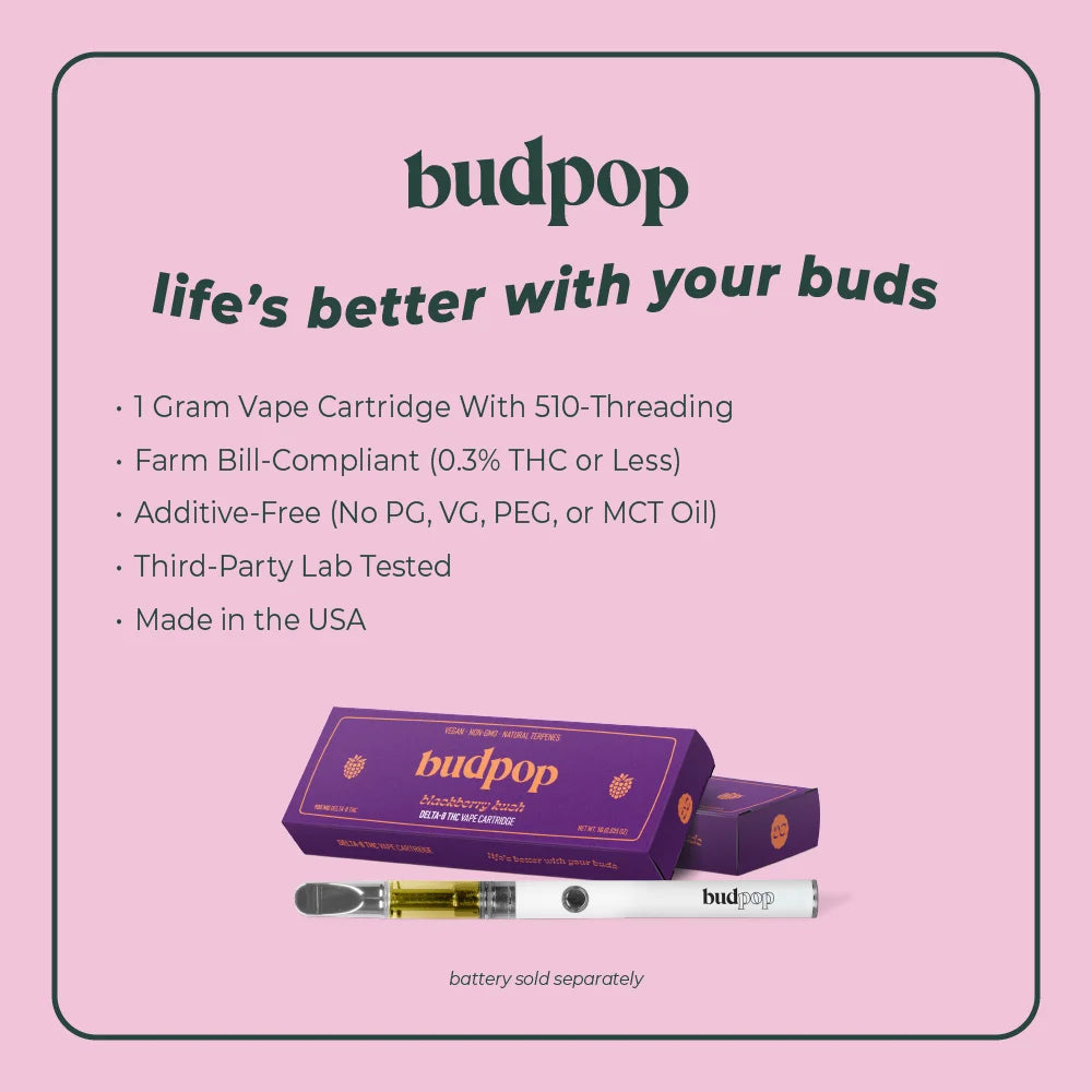 BudPop Blackberry Kush Delta 8 THC Vape