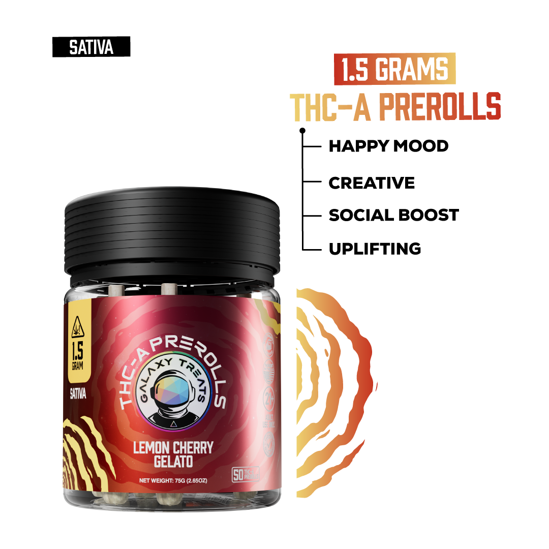 Galaxy Treats Lemon Cherry Gelato - 50ct THCA Preroll Jar