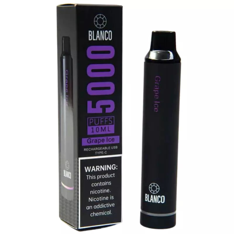 Blanco Rechargeable Disposable 5000 Puffs - Grape Ice TenVape Blanco Rechargeable Disposable 5000 Puffs - Grape Ice TenVape