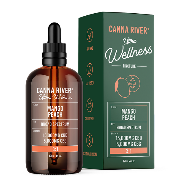 Canna River CBD Oil - Broad Spectrum Ultra Wellness Tincture - Mango Peach Best Price