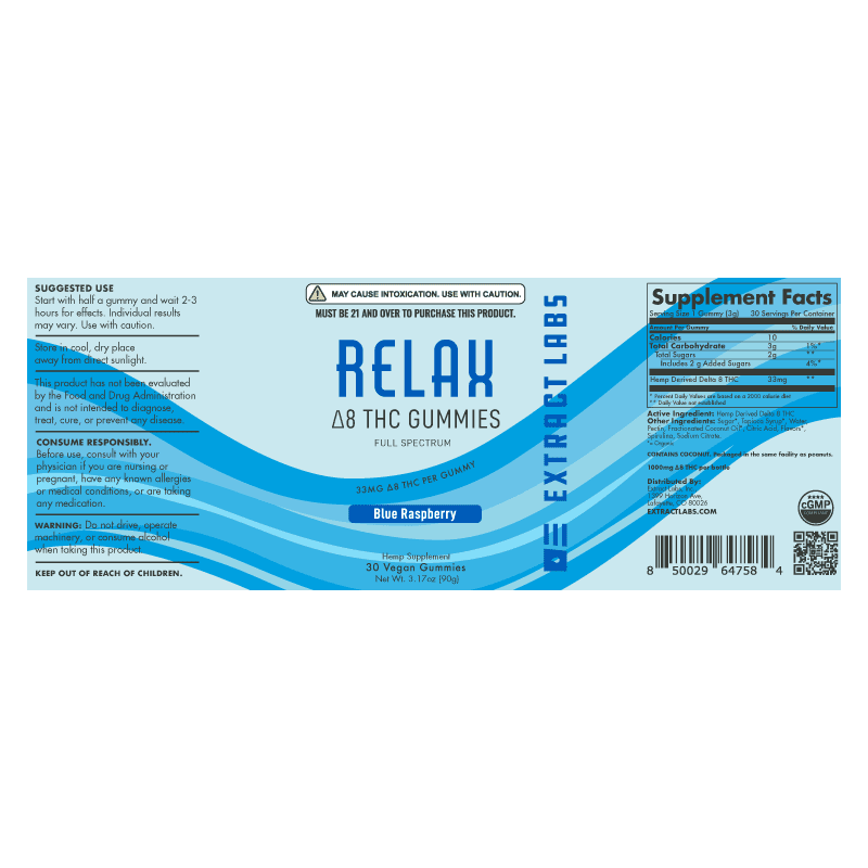 Extract Labs Delta 8 Gummies | THC Gummies | Blue Raspberry