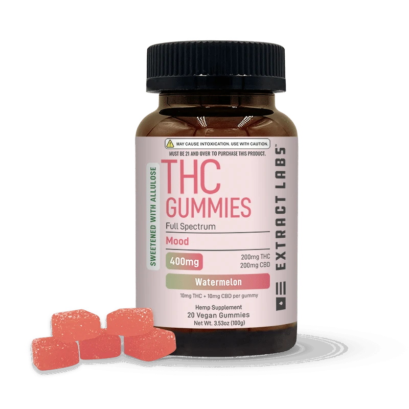 Extract Labs Sweetened With Allulose Delta 9 Gummies | Mood | Watermelon Best Sales Price - Gummies