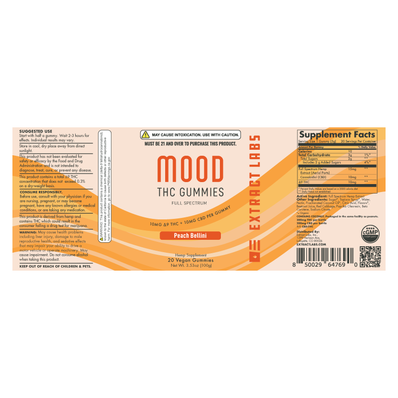 Extract Labs Delta 9 Gummies | Mood Gummies | Peach Bellini