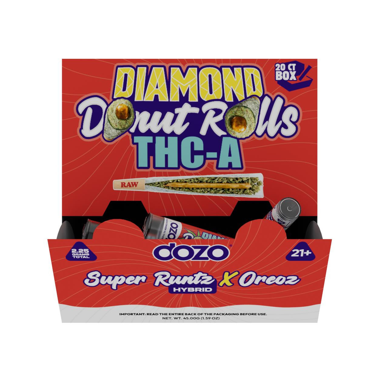 DOZO Diamond THC-A Donut Prerolls 2.25G (20COUNT) Best Sales Price - Pre Rolls