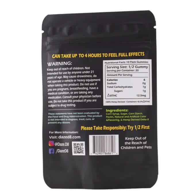 Dazed Delta 8 THC Gummies 250mg 10pc