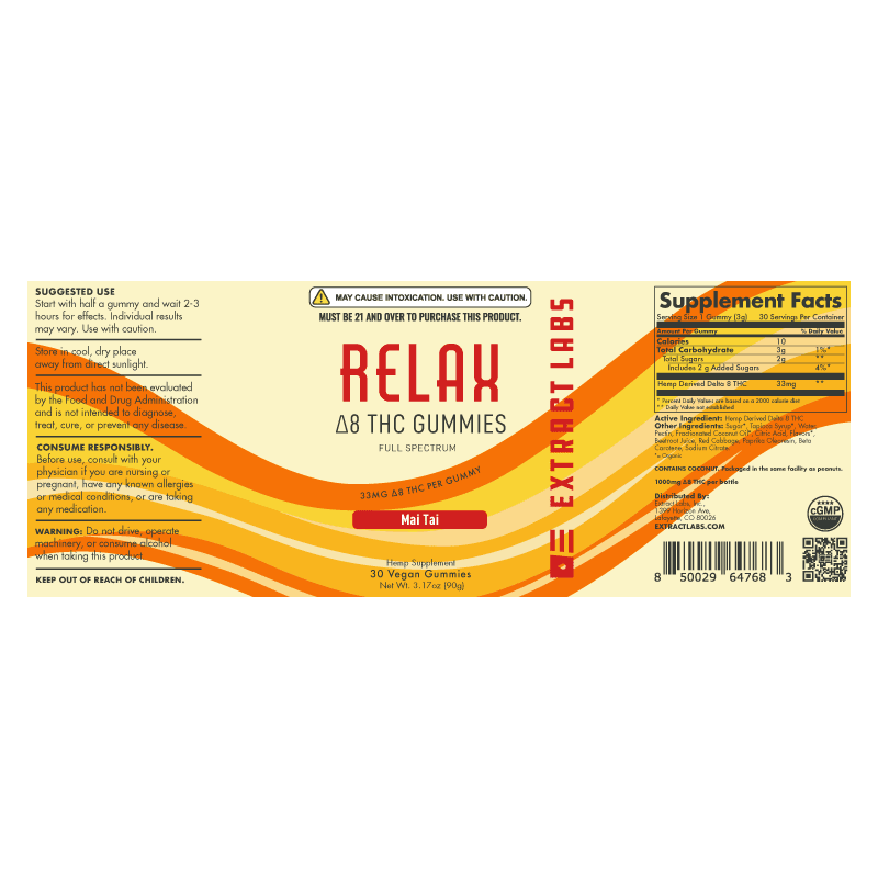 Extract Labs Delta 8 Gummies | Relax Gummies | Mai Tai