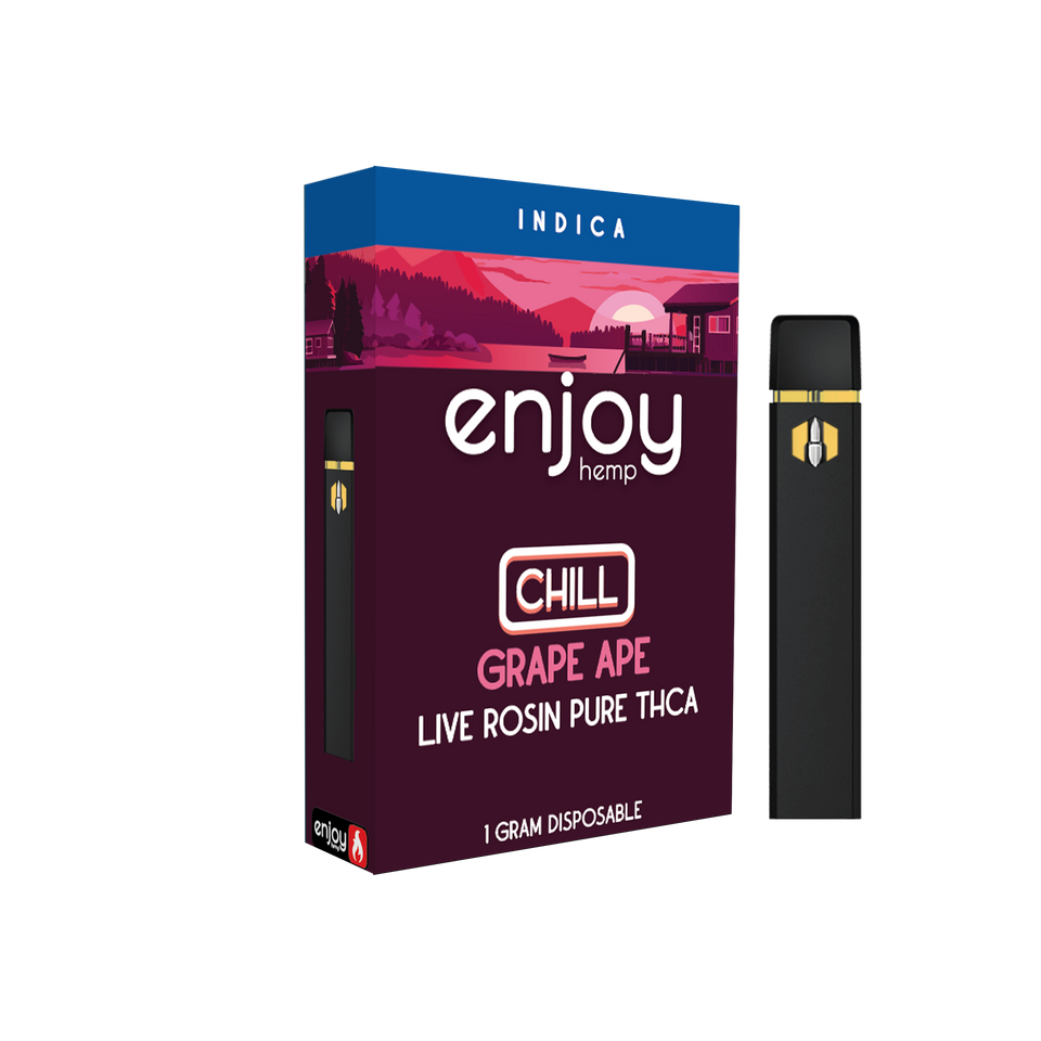 Enjoy Hemp Live Rosin Pure THCA 1ml Disposable for Chill - Grape Ape (Indica) Best Sales Price - Vape Pens