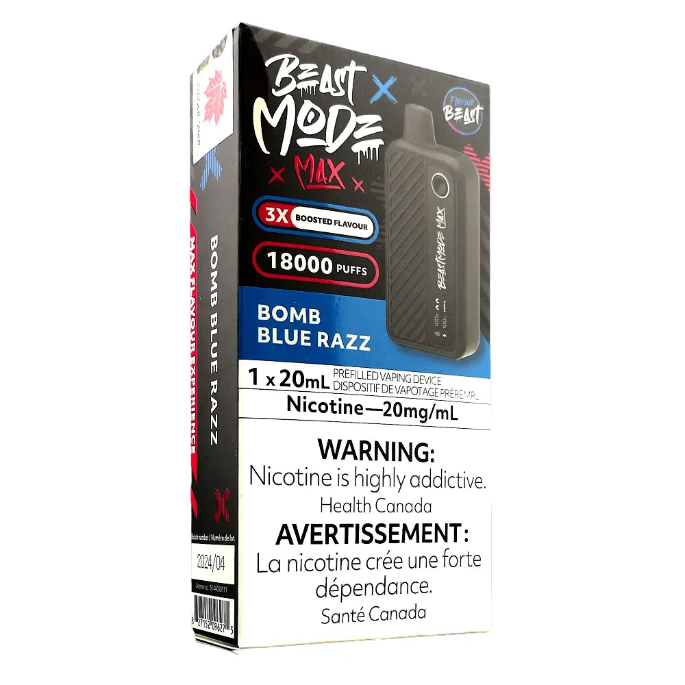 Bomb Blue Razz Flavour Beast Mode Max 18K Disposable Vape