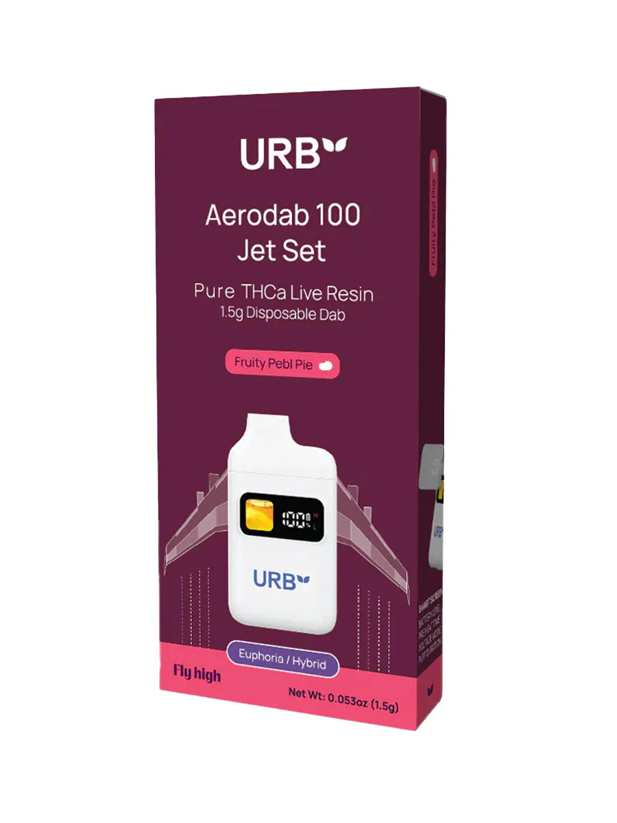Fruity Pebble Pie URB Aerodab 100 Jet Set Pure THCA Live Resin Disposable 1.5G