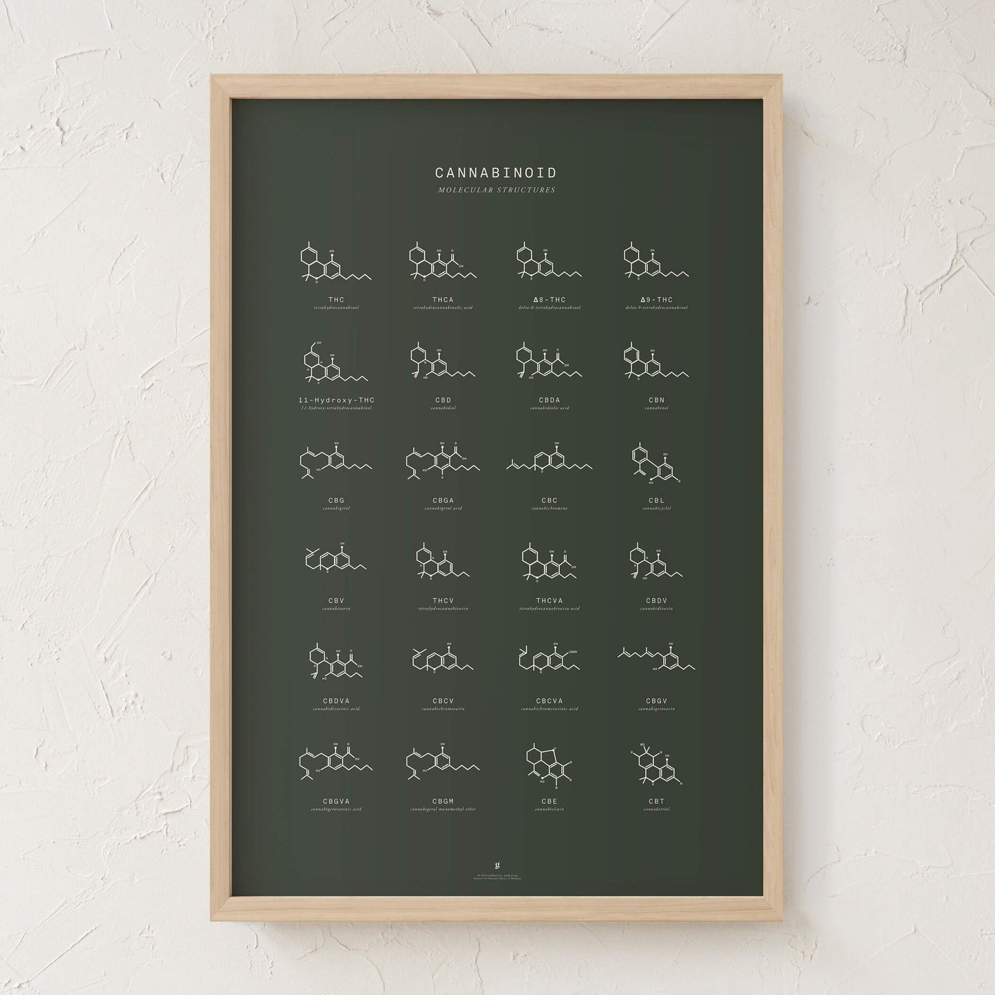 GoldLeaf Cannabinoid Molecular Structures Chart Print Best Sales Price - Art Prints