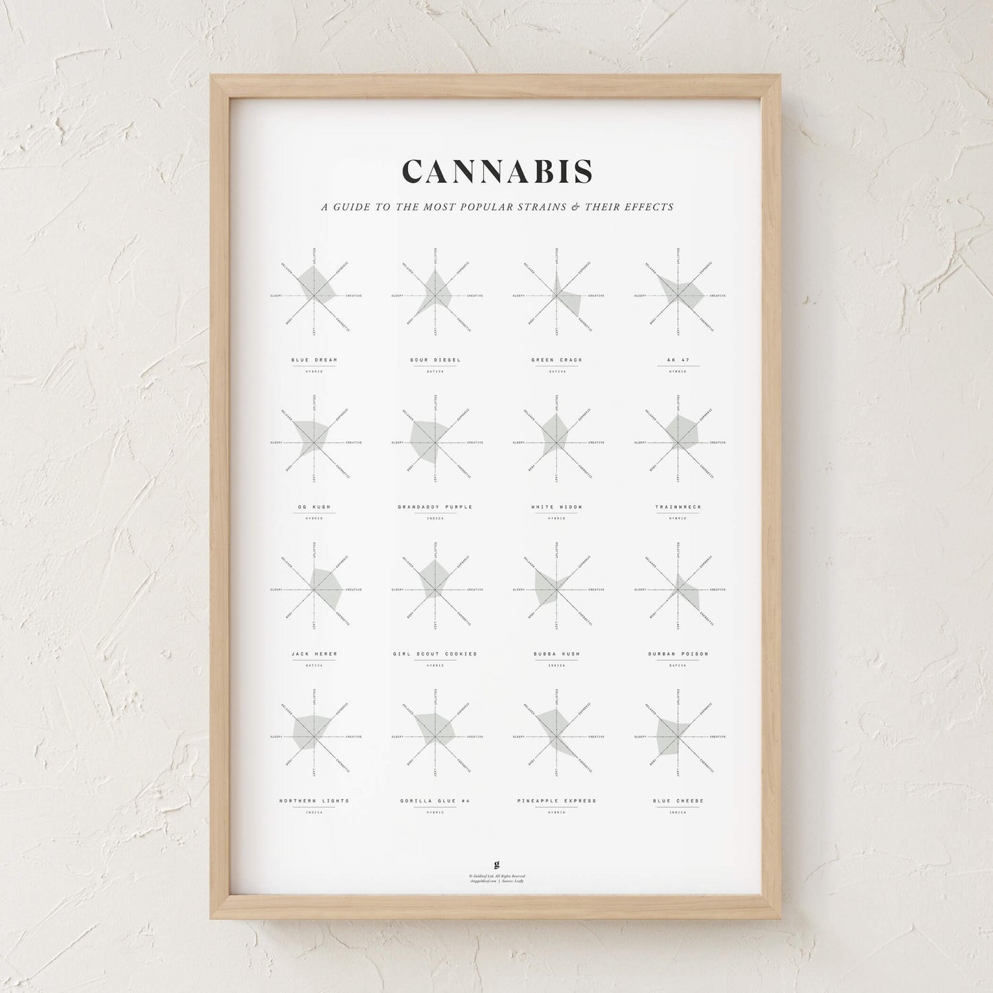GoldLeaf Cannabis Effects Wheel Chart Print Best Sales Price - Art Prints