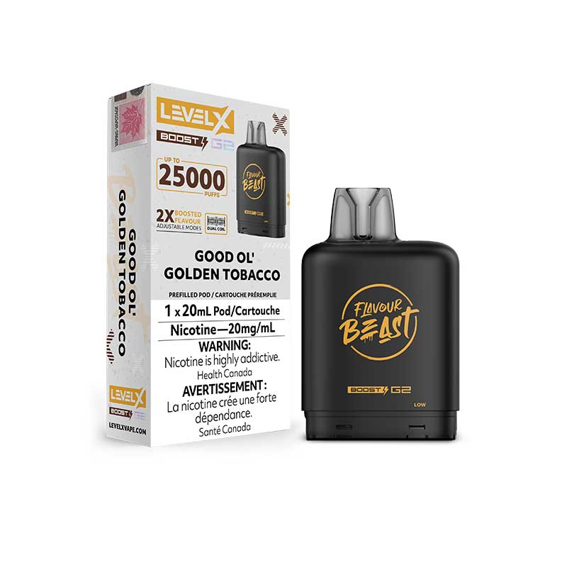 Good OL Golden Tobacco Flavour Beast Level X Boost G2 Pod Disposable Vape