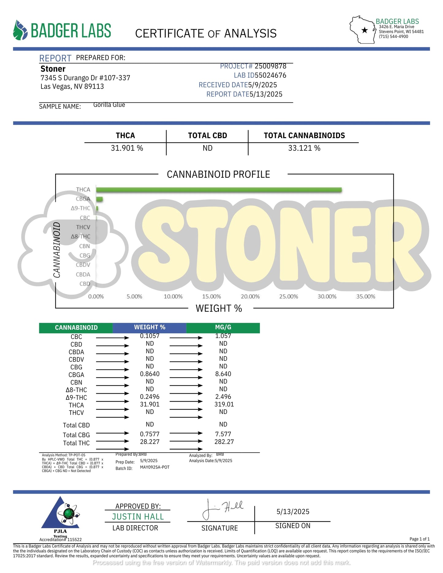 Stoner STON-FLW-GGLU-THCA-28GGorilla Glue THCA Flower - Stoner Classic