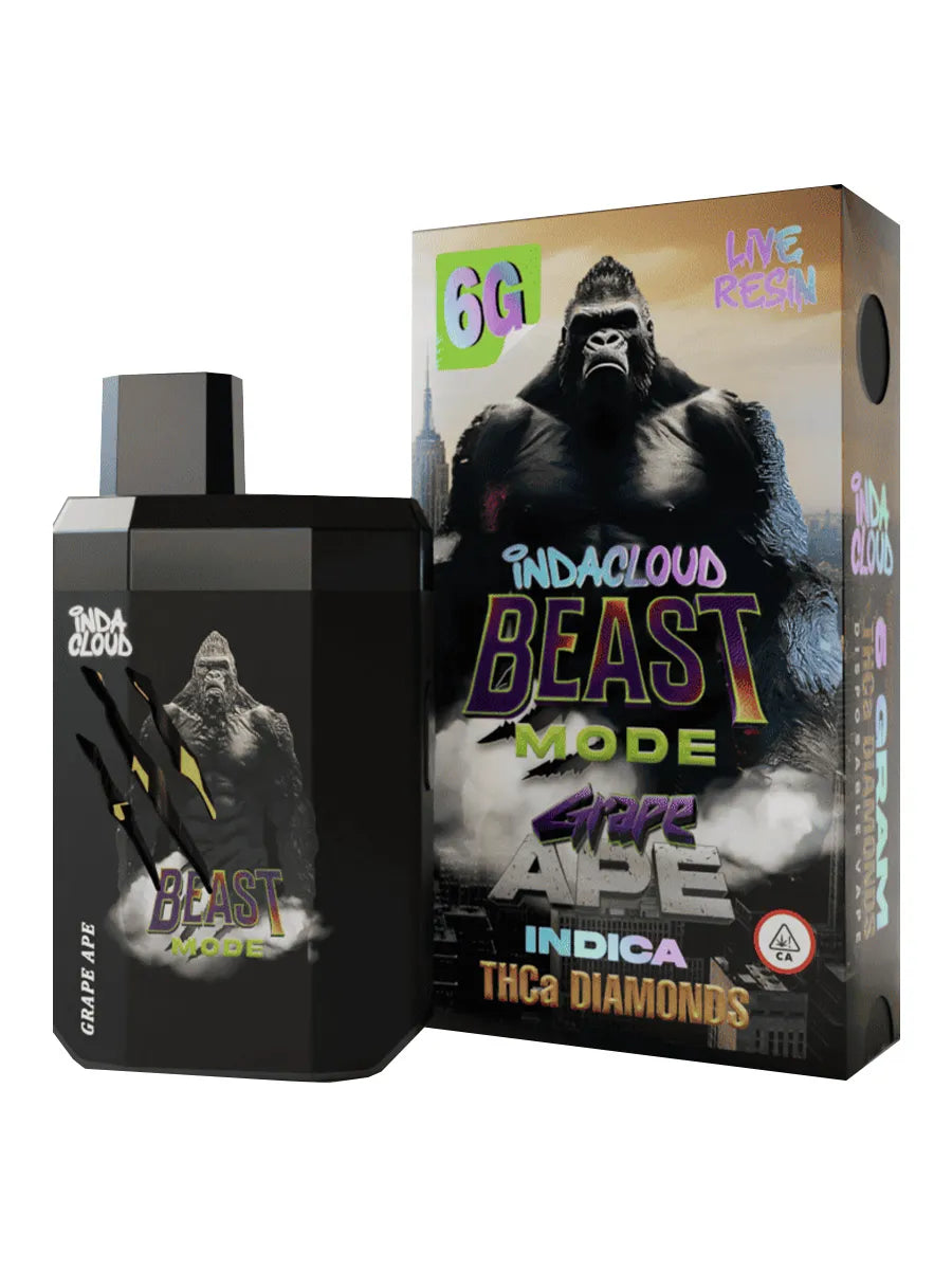 Grape Ape IndaCloud Beast Mode THCA Live Resin Diamonds Disposable 6G