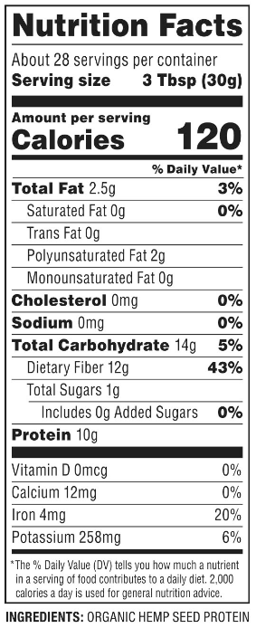 Nutiva Organic Hemp Seed Protein Hi-Fiber 30 oz Best Sales Price - CBD