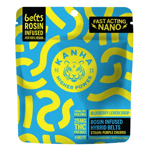 KANHA Nano Solventless Belts 4ct- 25MG THC β Blueberry Lemon Drop (Hybrid)