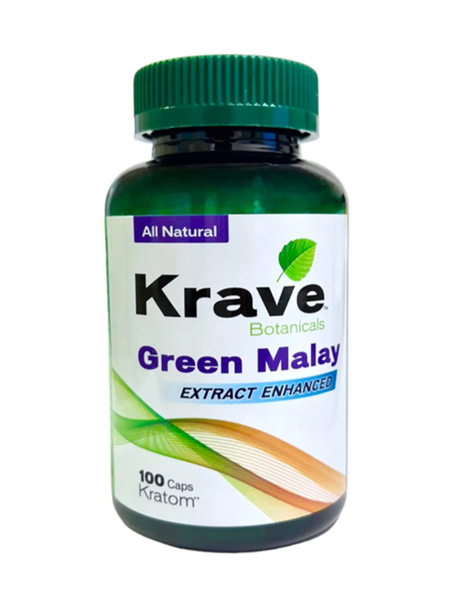 Krave Botanicals Green Malay Extract Enhanced Kratom Capsules 100ct