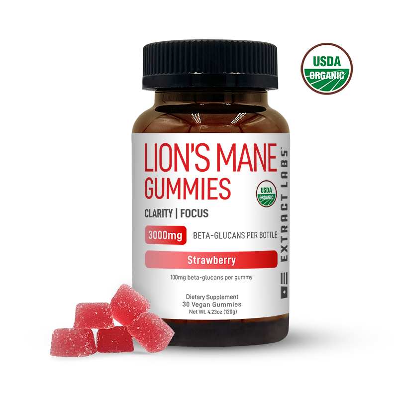 Extract Labs Organic Lion’s Mane Gummies | Focus | Strawberry