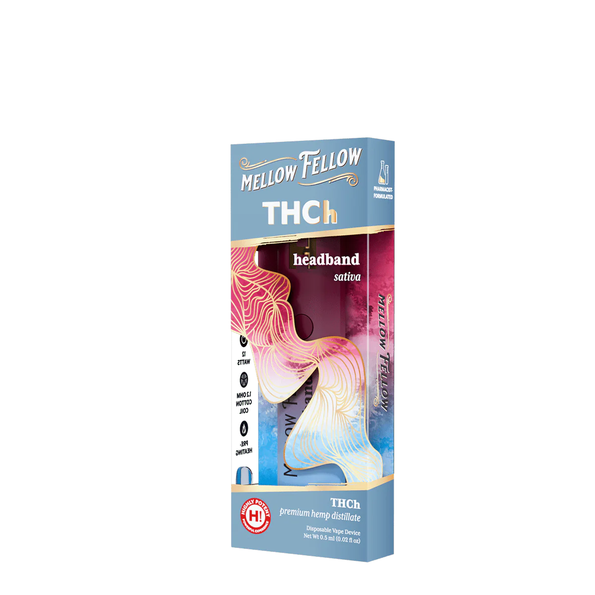 Mellow Fellow THCh 0.5g Disposable Vape - Headband (Sativa)