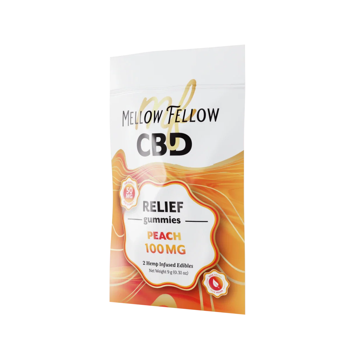 Mellow Fellow Relief CBD Gummies 100mg - Peach