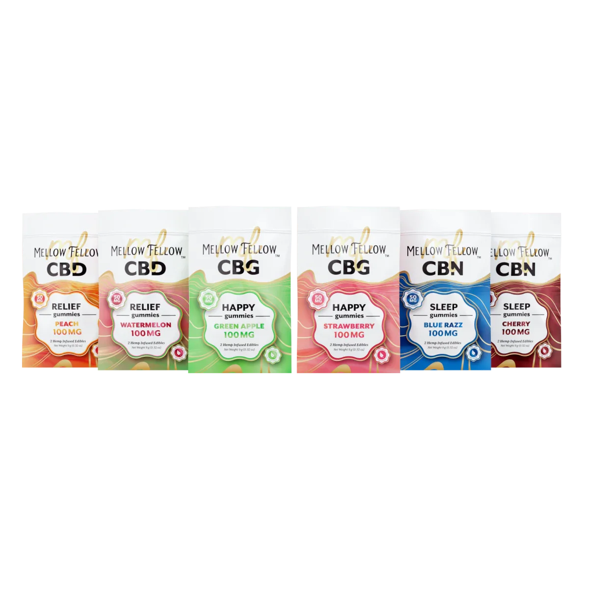 Mellow Fellow CBD/CBG/CBN 2pc 100mg - 6 Pack Sampler