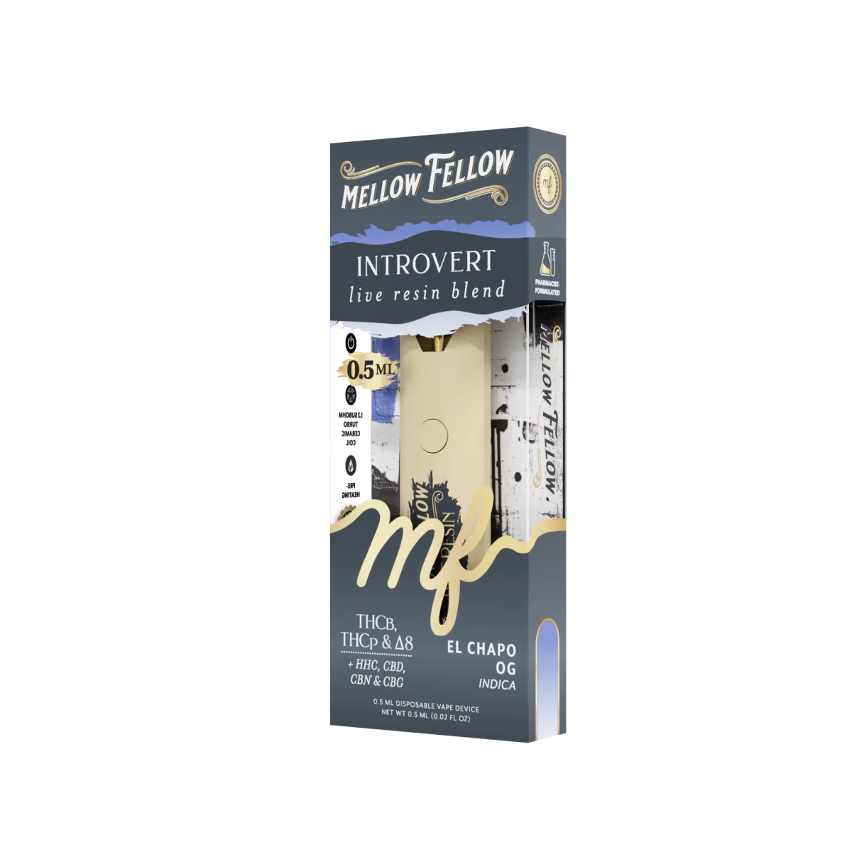 Mellow Fellow Introvert Blend 0.5ml Live Resin Vape - El Chapo OG (Indica)