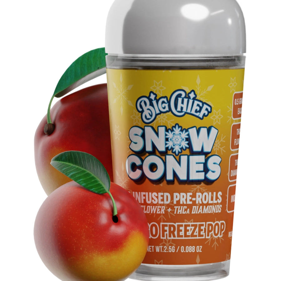 Mango Freeze Pop Big Chief Snow Cones Infused Pre-Rolls THCa Flower+THC-A Diamonds 2.5G