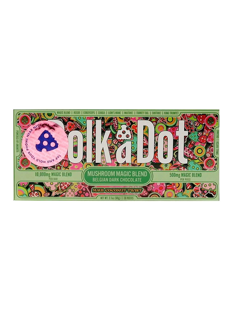 Maui Coconut Twist PolkaDot Magic Mushroom Belgian Dark Chocolate Best Sales Price - Gummies