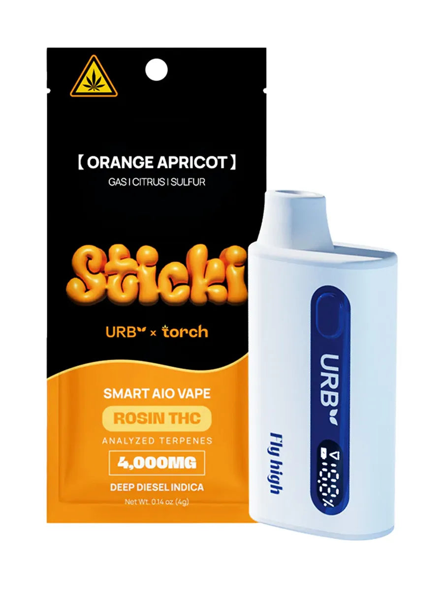 Orange Apricot Torch x URB Sticki Smart AIO Rosin THC Vape 4000MG