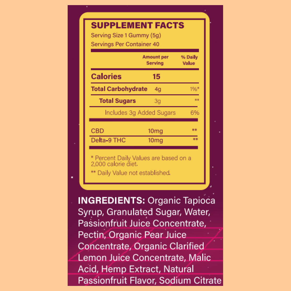 Cycling Frog Passionfruit Gummies, 10mg THC + 10mg CBD