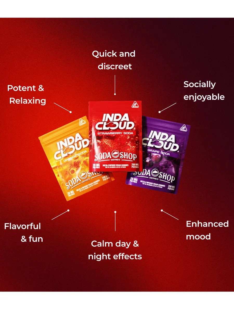 Sour Apple Soda IndaCloud D9 Infused Vegan Gummies 200MG