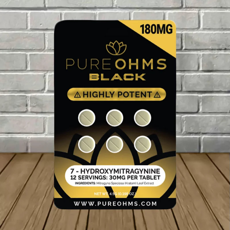 Pure Ohms Black 7-Hydroxymitragynine Extract Tablets Full Case 10ct