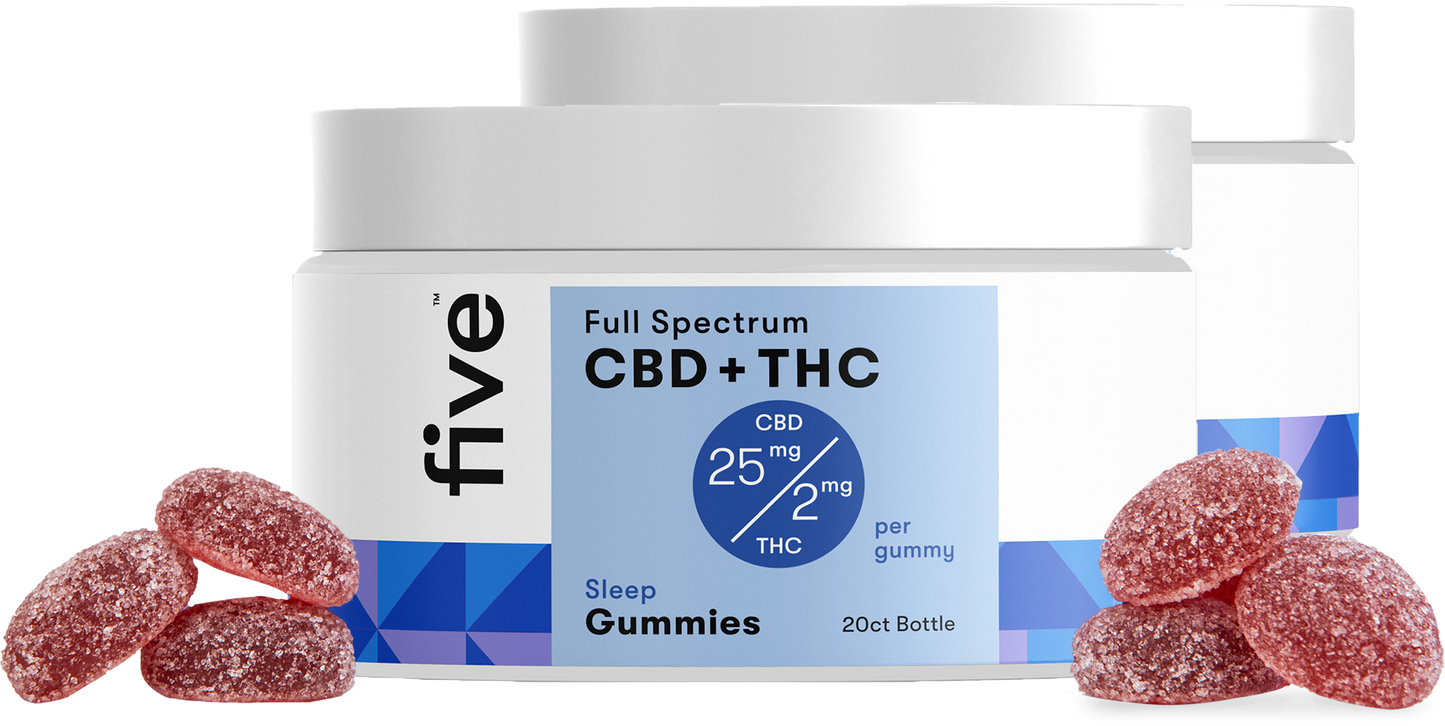 Five CBD: CBD + THC Sleep Gummies (Top 10)