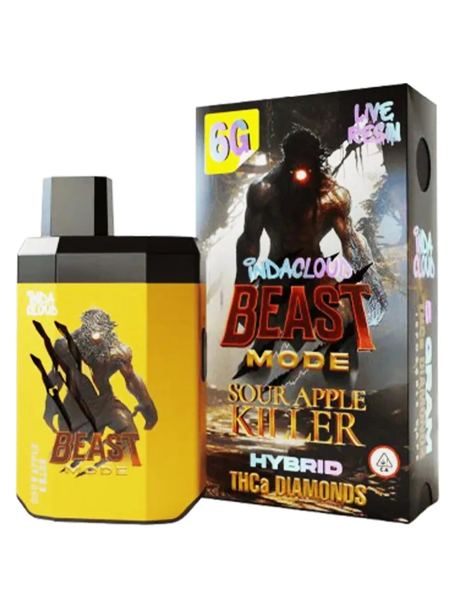 Sour Apple Killer IndaCloud Beast Mode THCA Live Resin Diamonds Disposable 6G