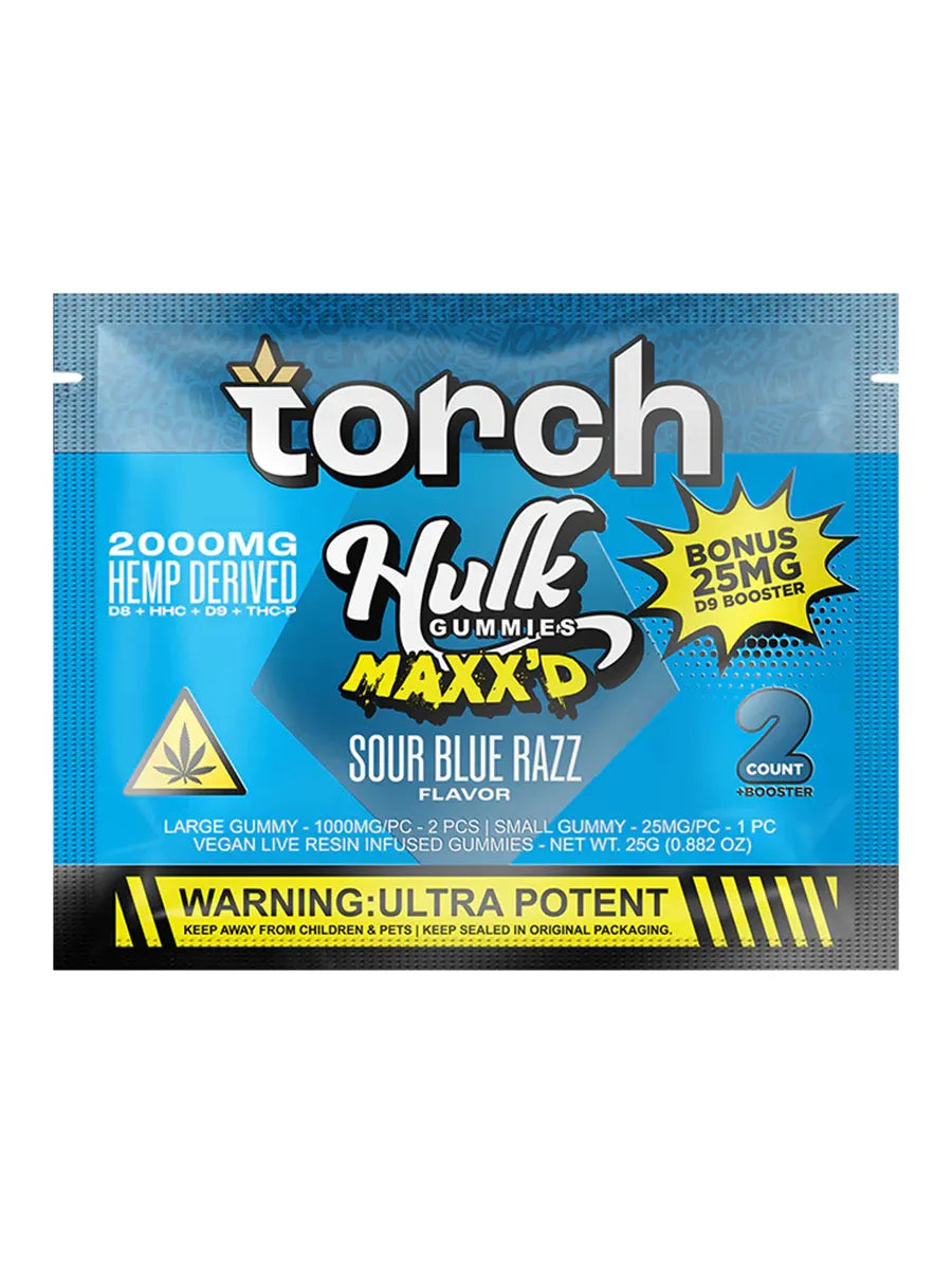 Sour Blue Razz Torch Hulk MAXX’D Gummies 2000mg