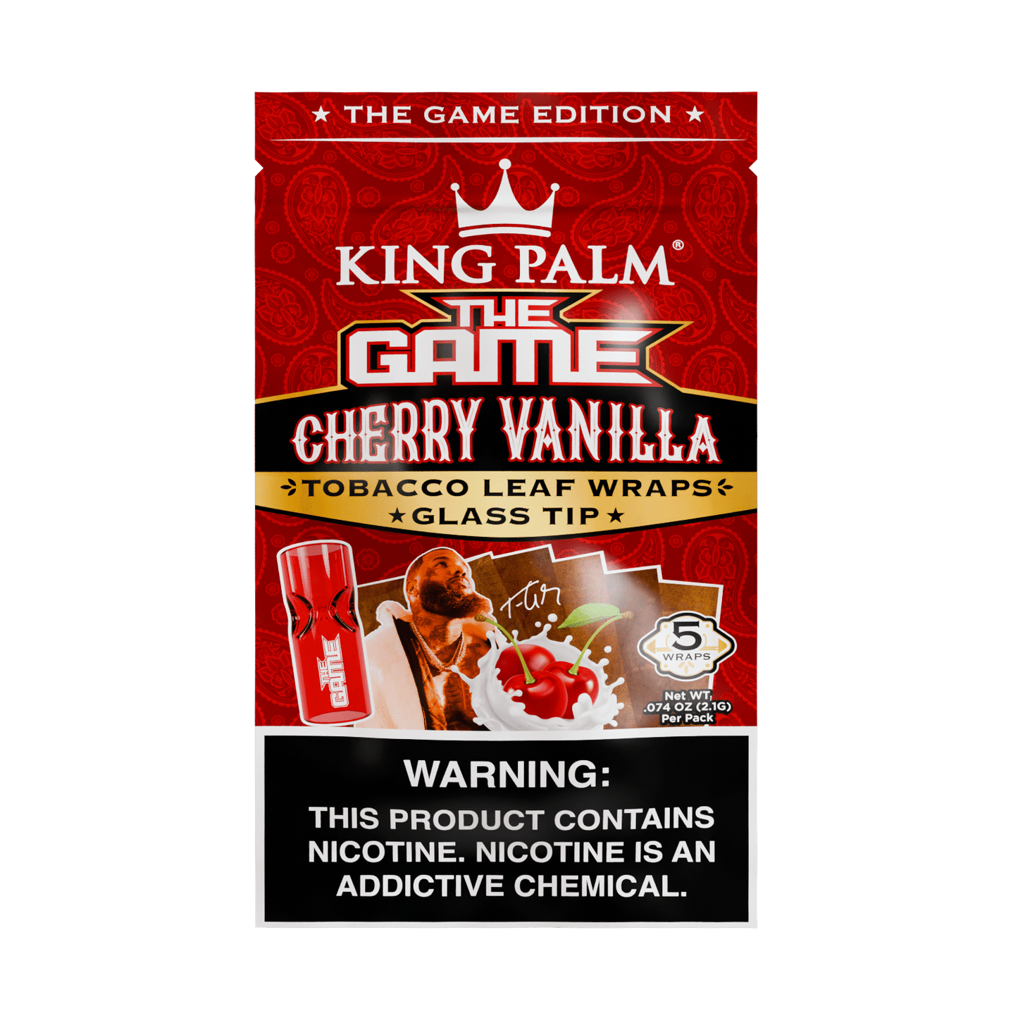 Tobacco Sheets w/Glass Tips – The Game Edition – Cherry Vanilla King Palm Best Sales Price - Pre-Rolls
