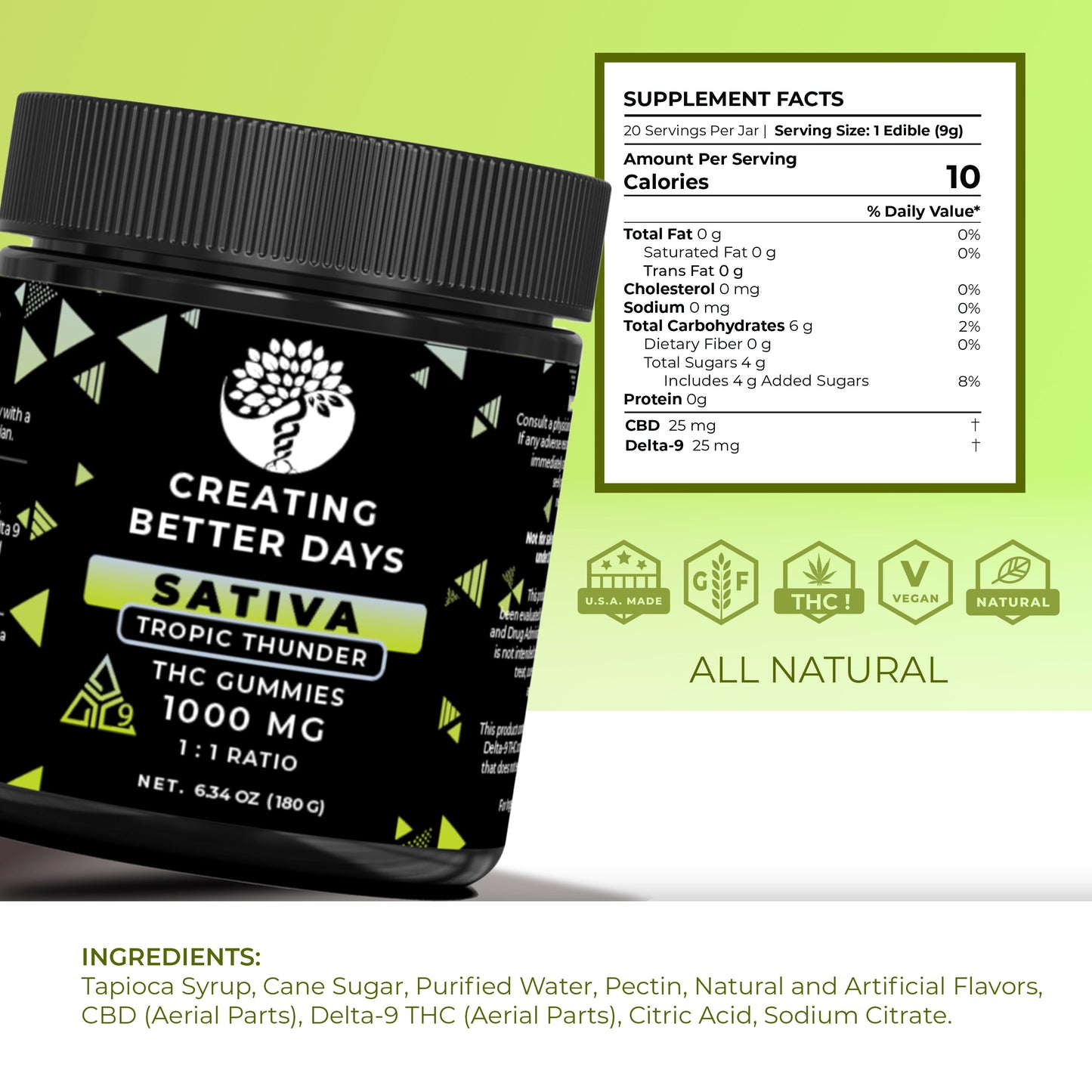 Creating Better Days Tropical Thunder Delta 9 Gummies 1000 MG