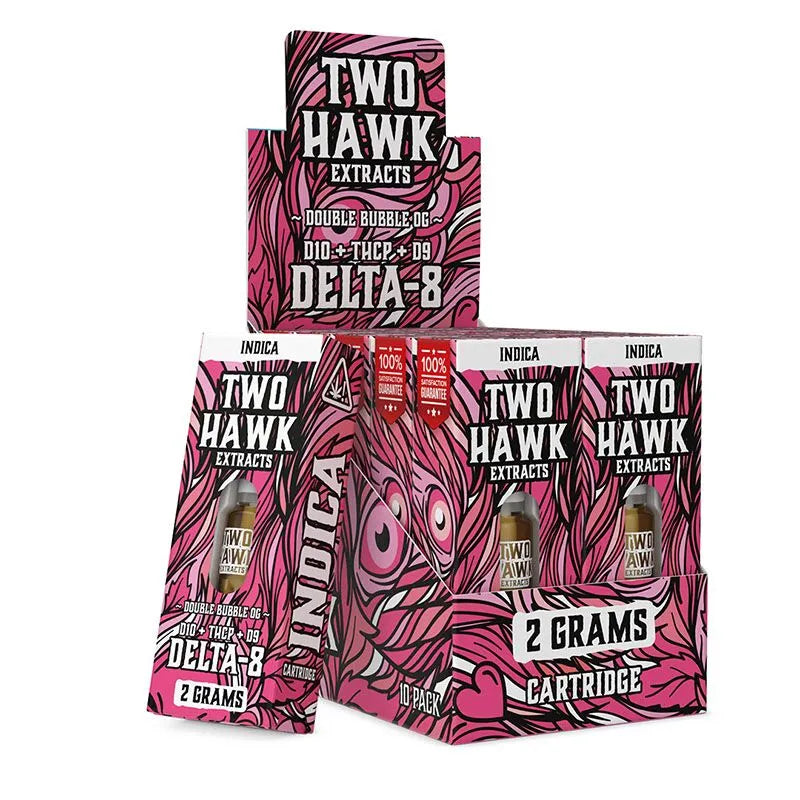 Delta 8 THC Vape Cartridge with D10 + THC-P – Double Bubble – Indica 2g – Two Hawk Extracts