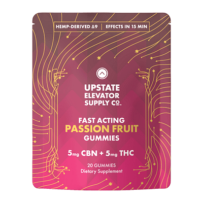 Upstate Elevator 5mg THC + 5mg CBN Passion Fruit Gummies, 20ct Best Sales Price - Gummies